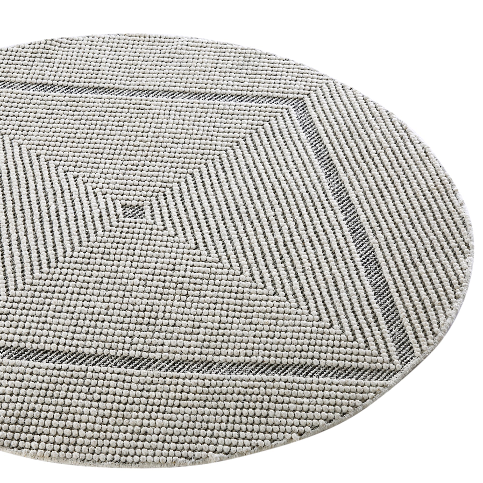 Avanti Handwoven Salt and Pepper Diamond Bobble Wool Round Rug