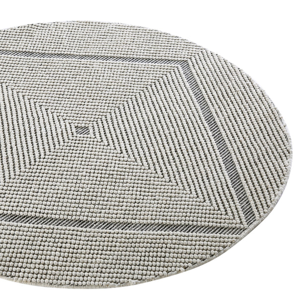 Avanti Handwoven Salt and Pepper Diamond Bobble Wool Round Rug