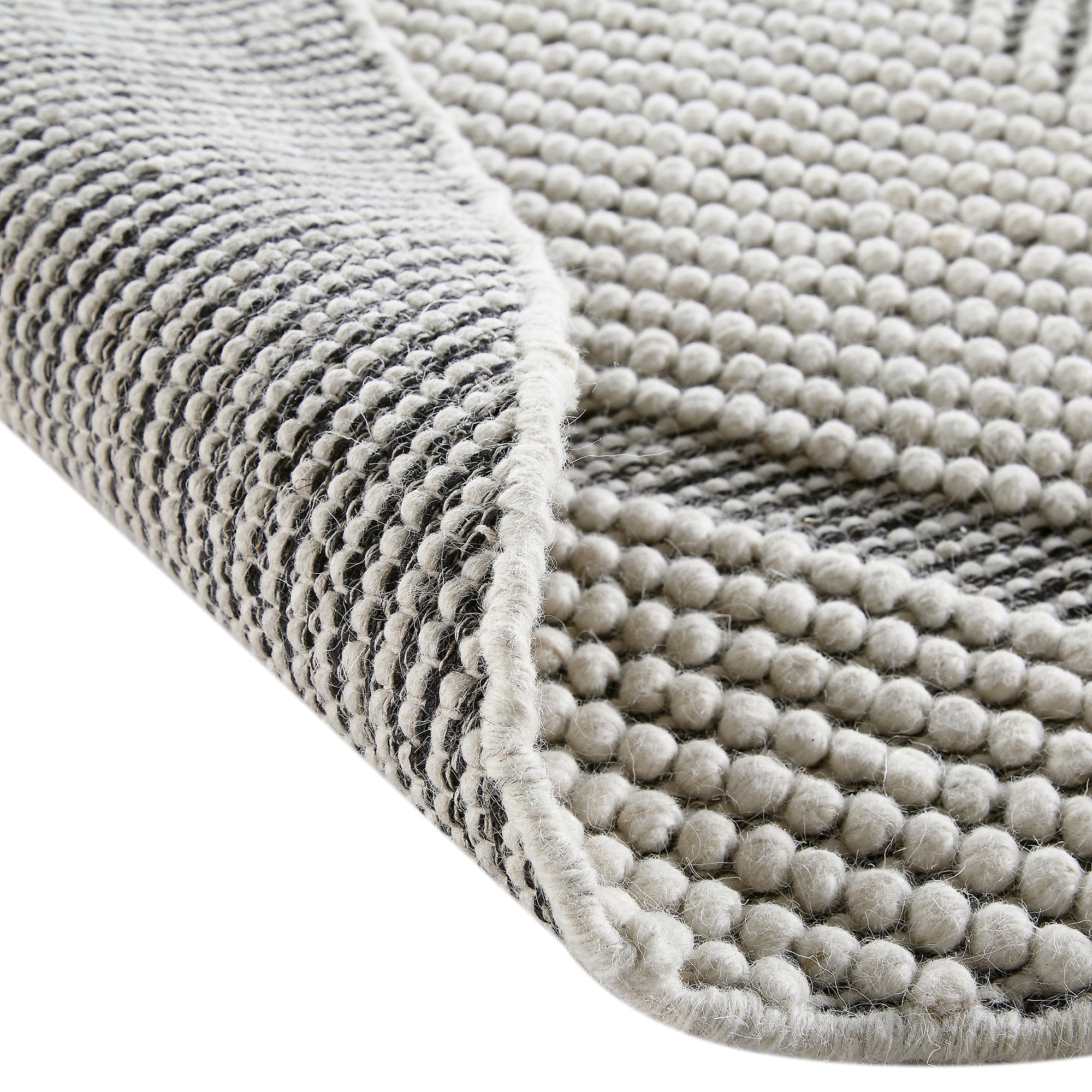 Avanti Handwoven Salt and Pepper Diamond Bobble Wool Round Rug