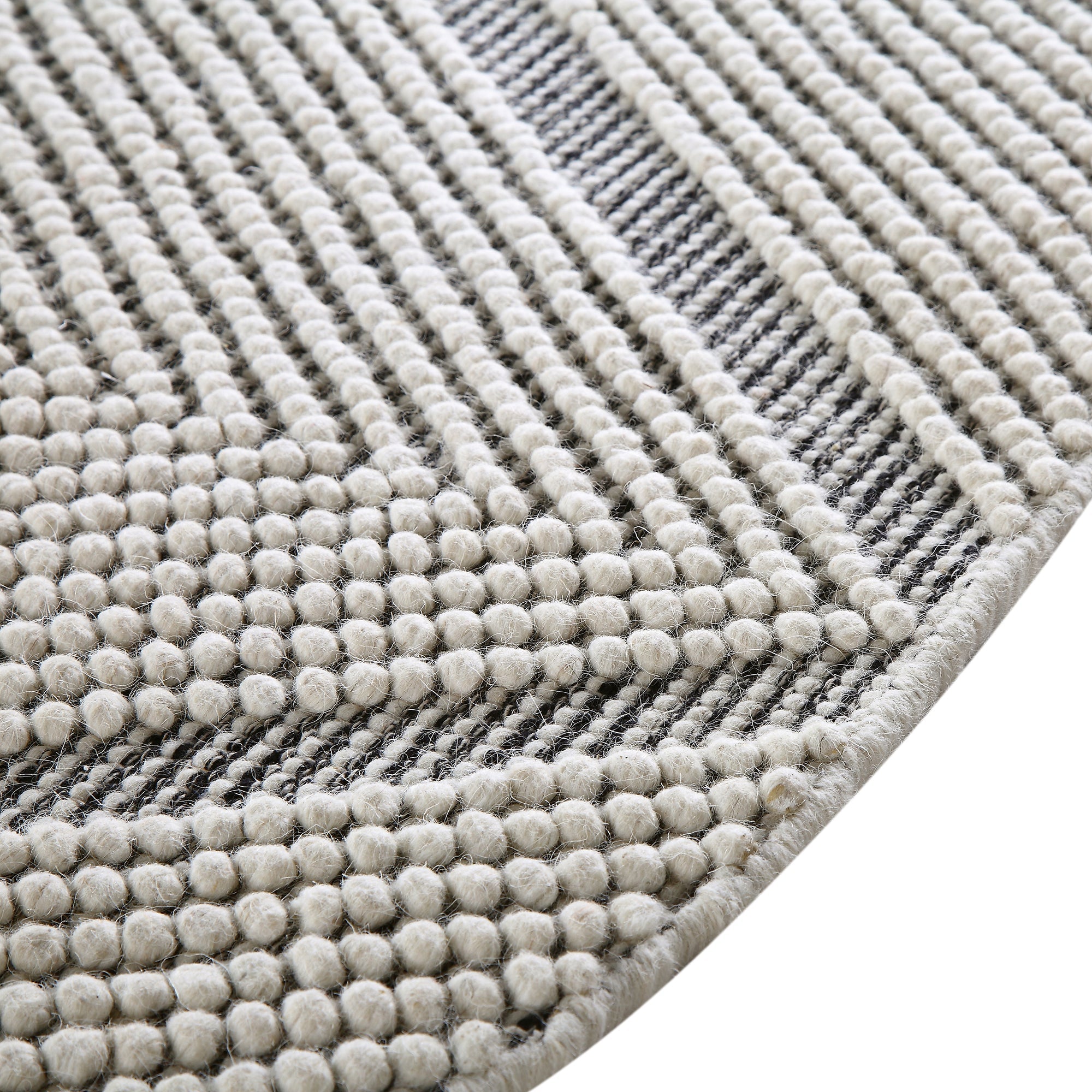 Avanti Handwoven Salt and Pepper Diamond Bobble Wool Round Rug