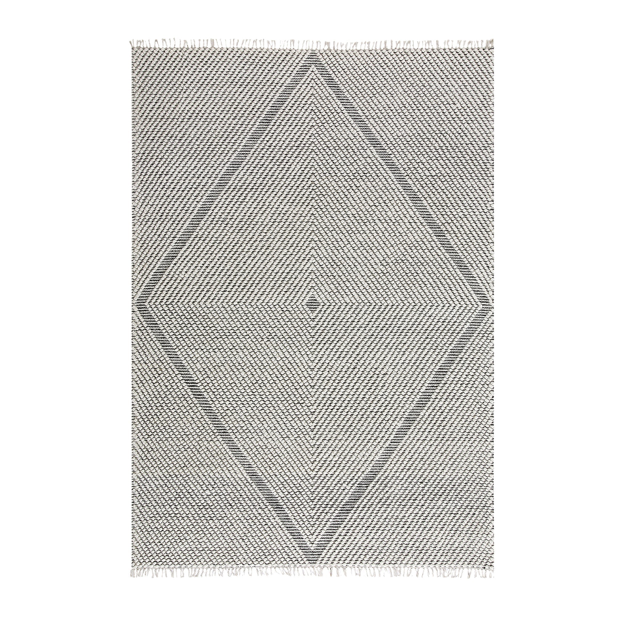 Avanti Handwoven Salt and Pepper Diamond Bobble Wool Rug