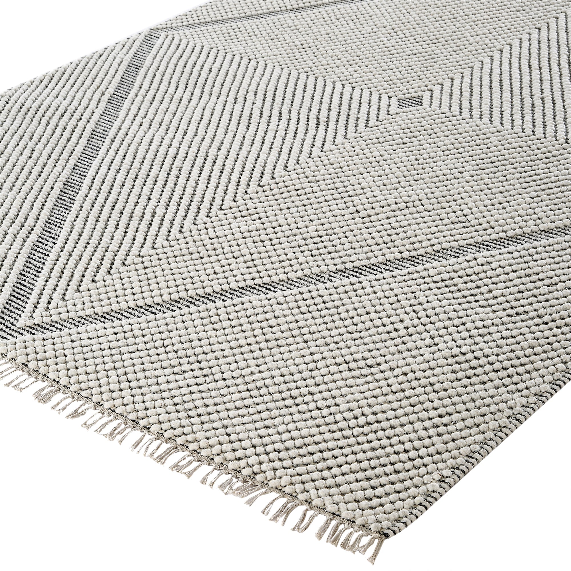 Avanti Handwoven Salt and Pepper Diamond Bobble Wool Rug