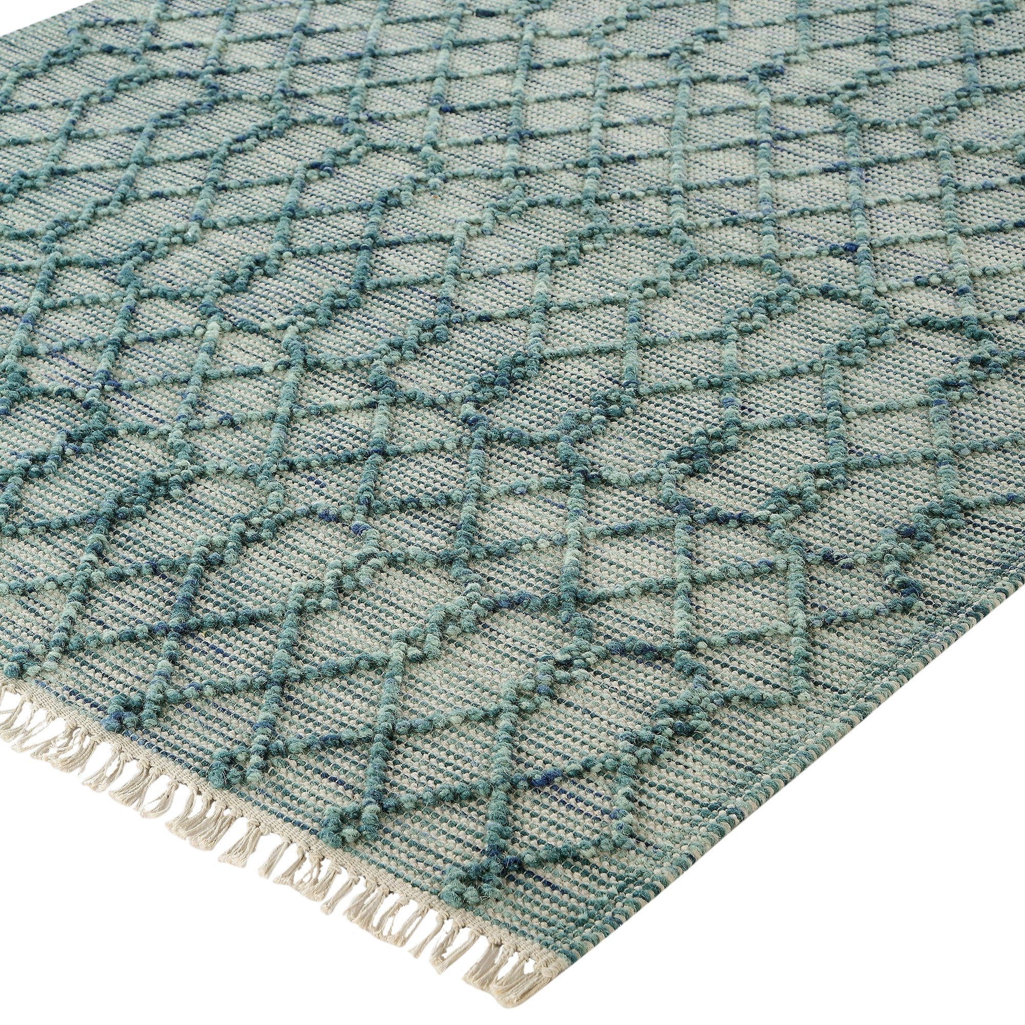 Avanti Handwoven Aquamarine Bobble Wool Rug