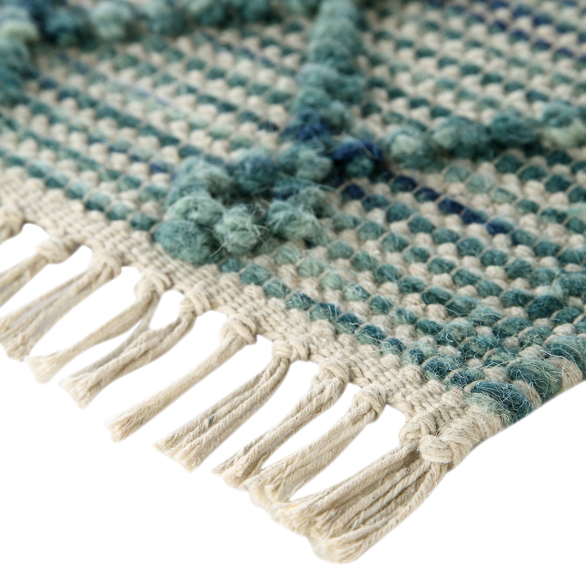 Avanti Handwoven Aquamarine Bobble Wool Rug