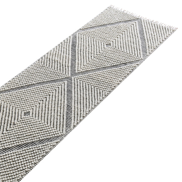 Avanti Handwoven Salt and Pepper Diamond Bobble Wool Runner