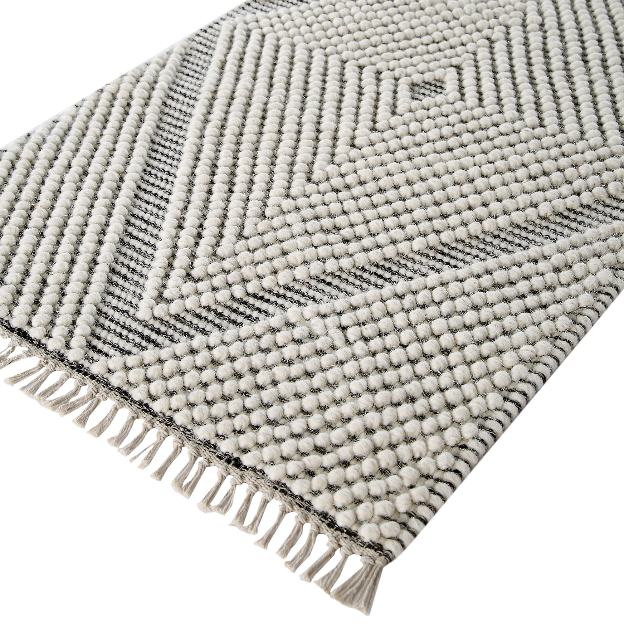 Avanti Handwoven Salt and Pepper Diamond Bobble Wool Runner