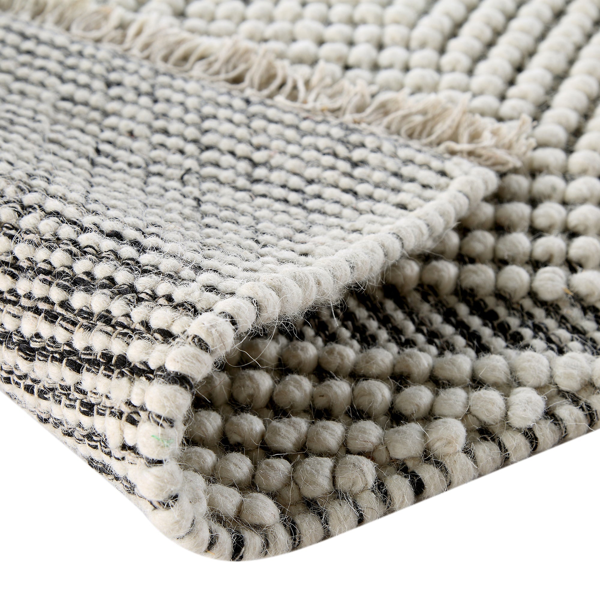 Avanti Handwoven Salt and Pepper Diamond Bobble Wool Runner