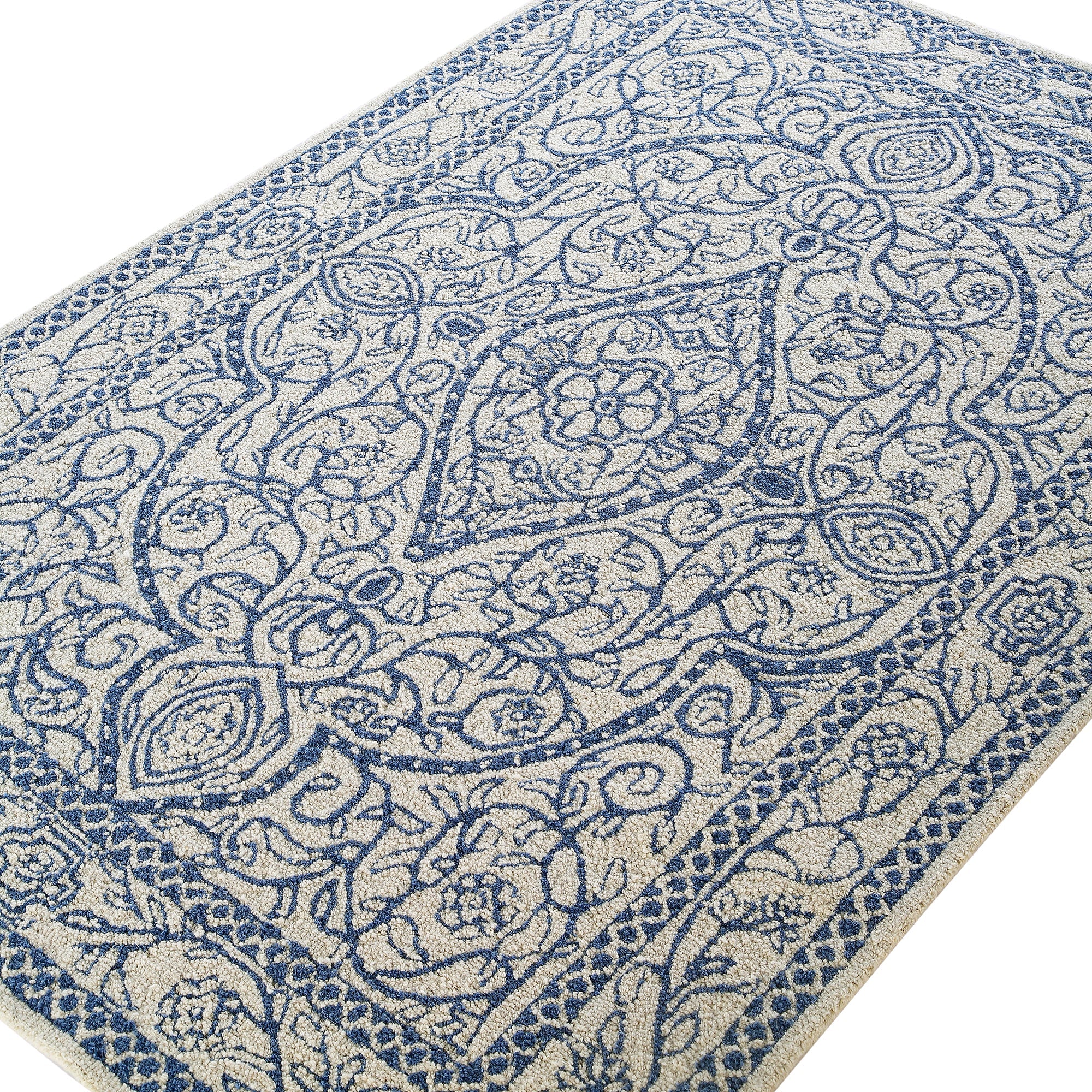 Eden Blue Leaf Traditional Hand Tufted Wool Rug