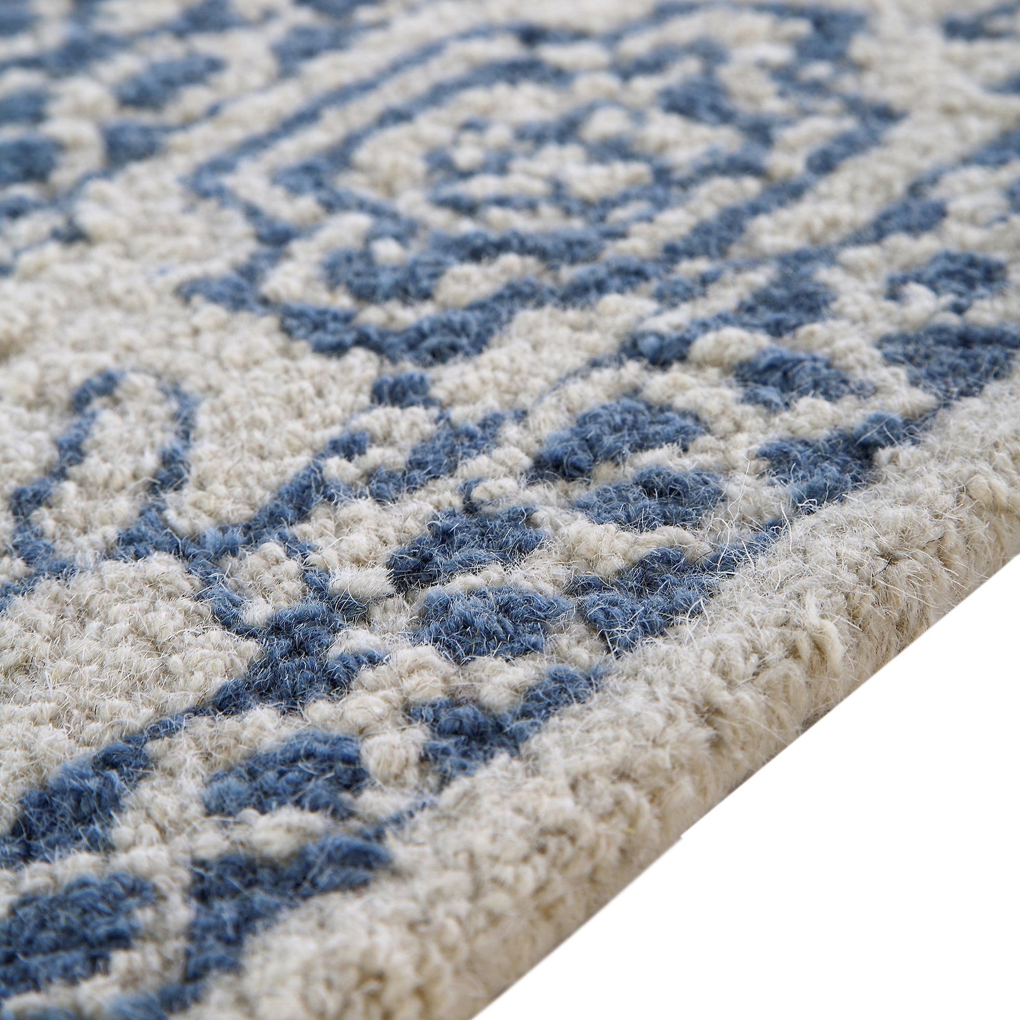 Eden Blue Leaf Traditional Hand Tufted Wool Rug