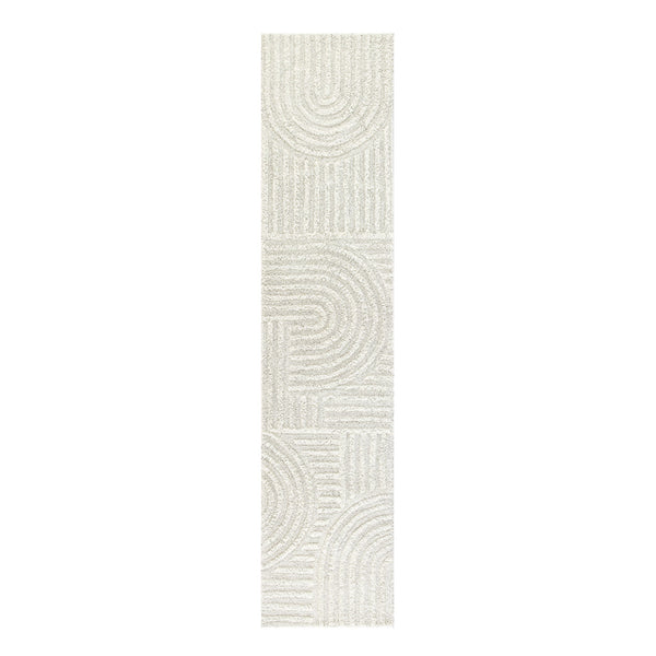 Geo Curve Cream Hand Tufted New Zealand Wool Runner