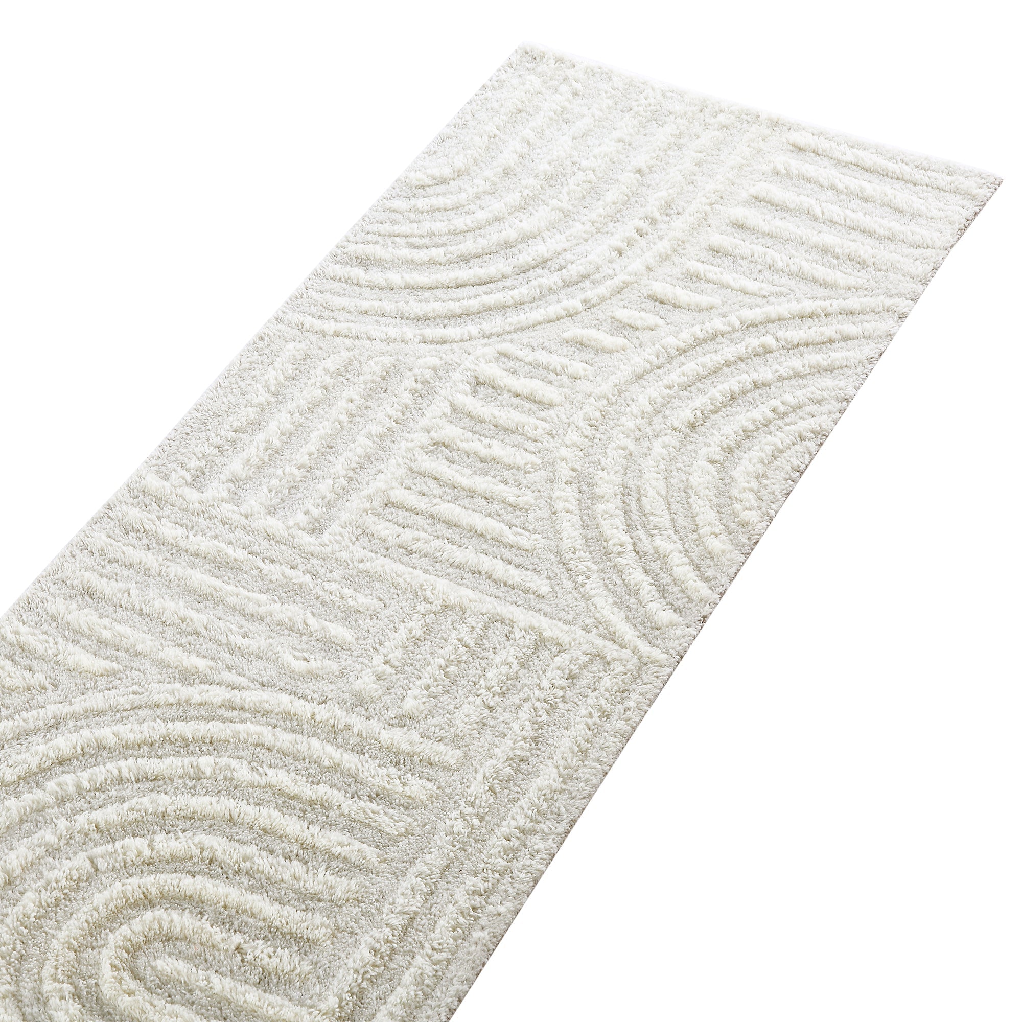 Geo Curve Cream Hand Tufted New Zealand Wool Runner