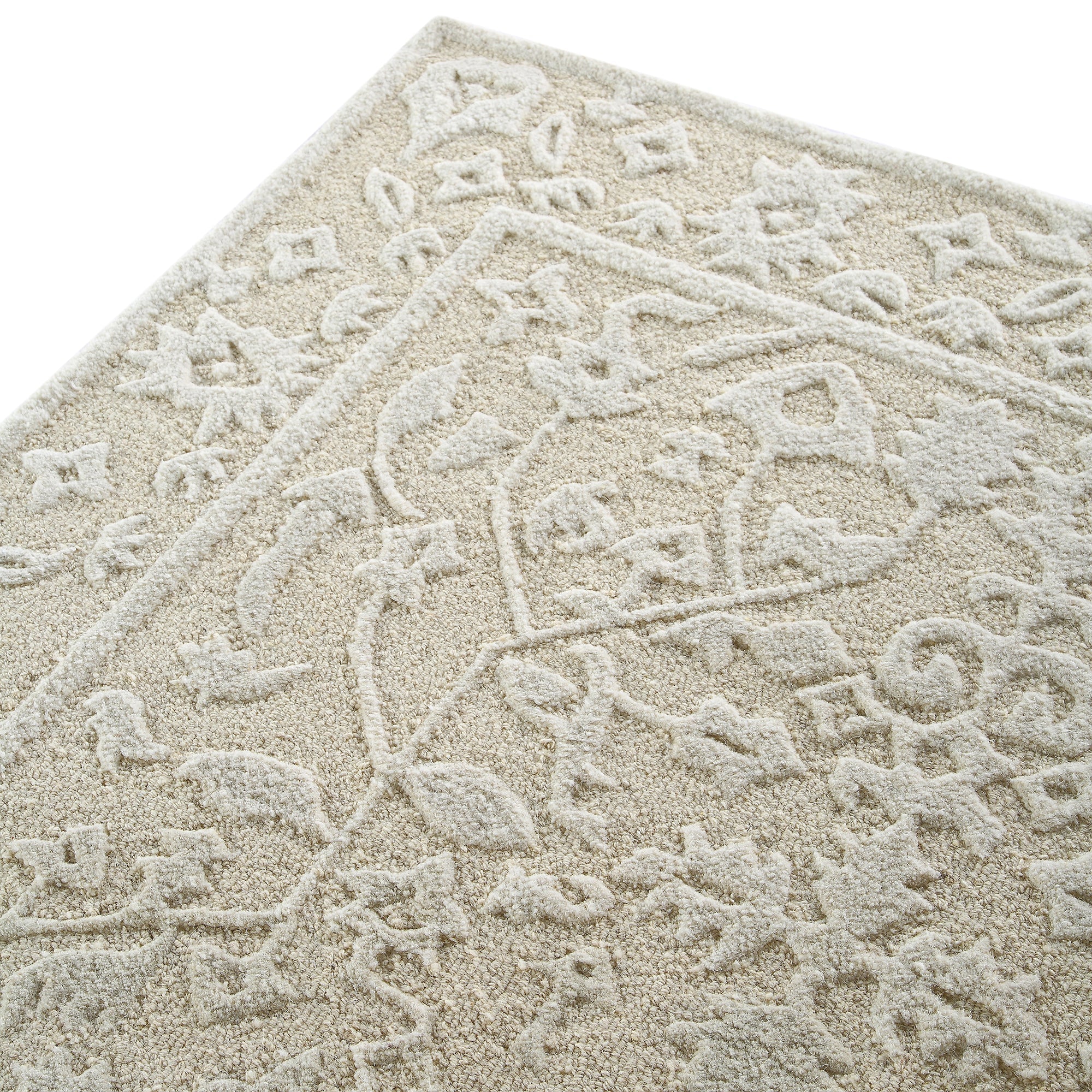 Lourdes Hand Tufted and Textured Cream Wool Rug