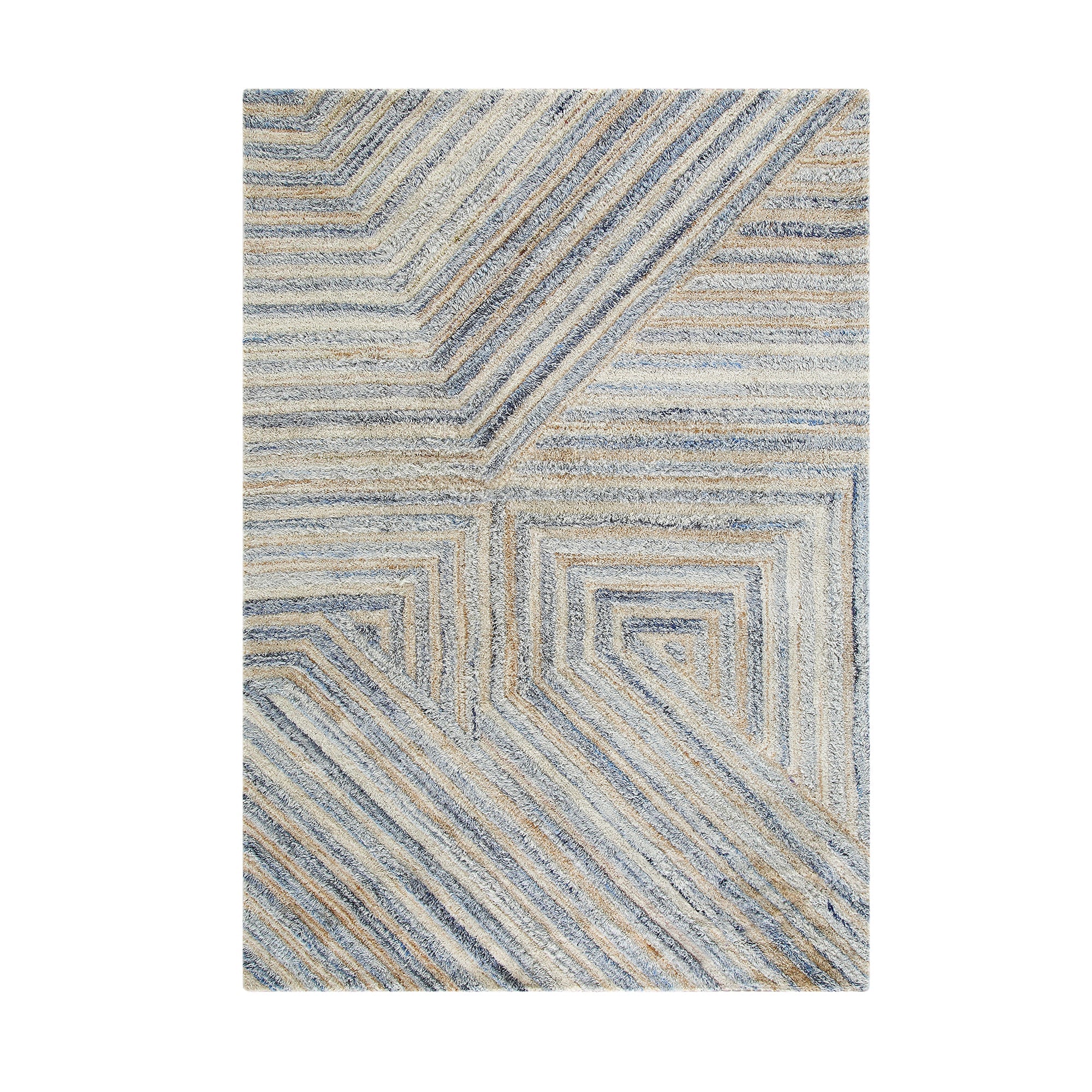 Nimbus Blue Hand Tufted New Zealand Wool Rectangular Rug