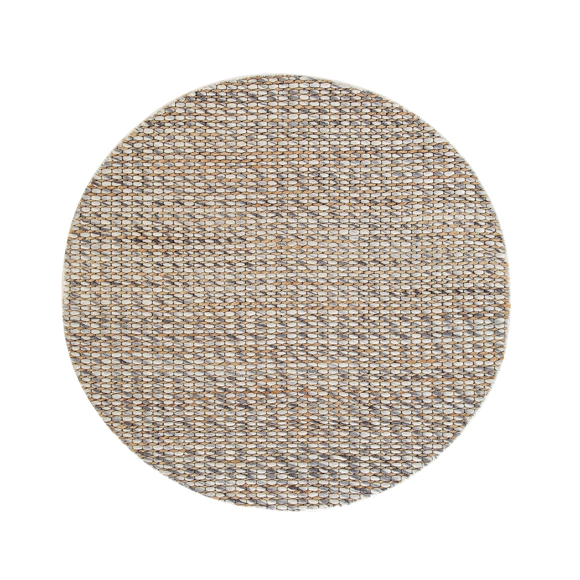 Kerala Variegated Wool and Jute Hand Braided Round Rug