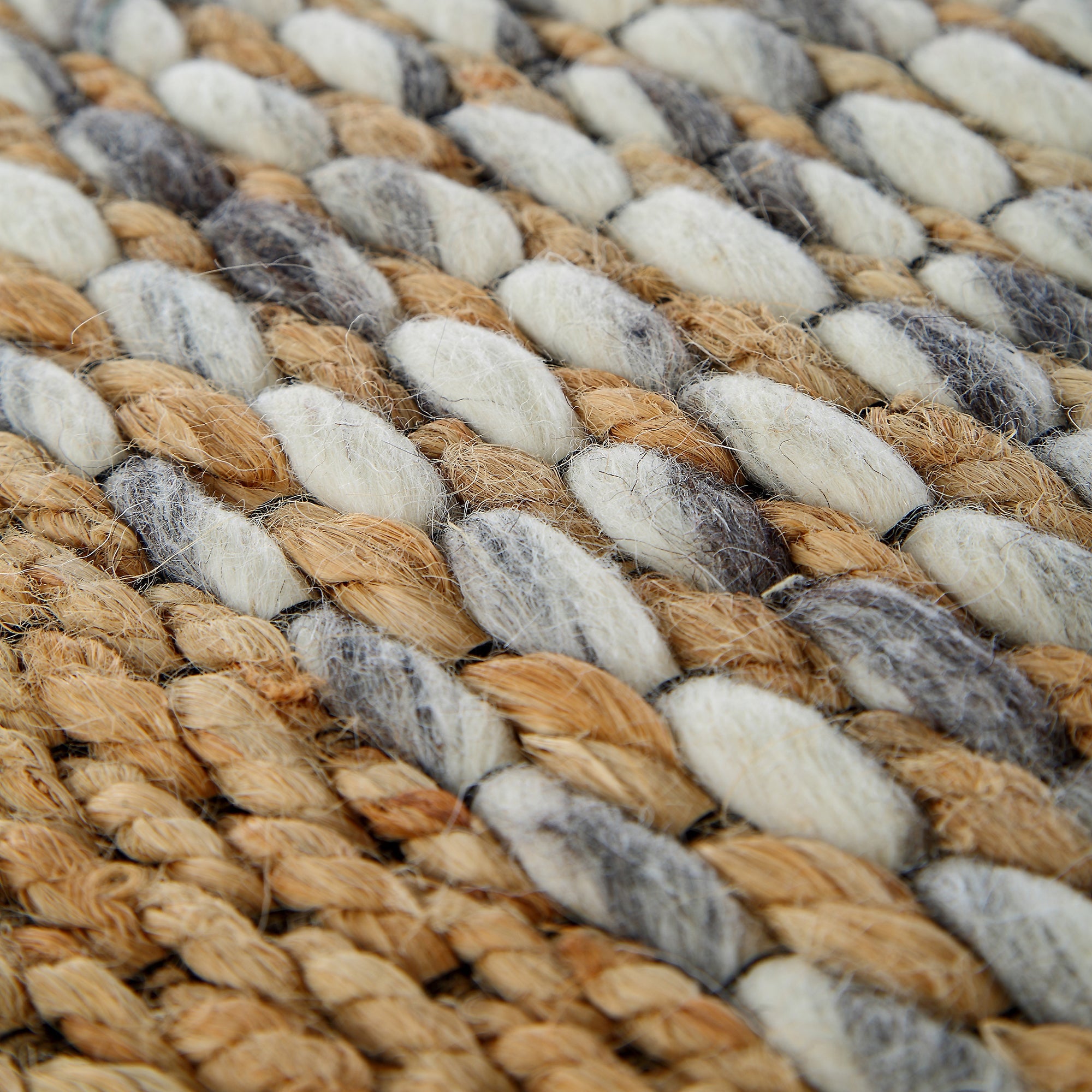 Kerala Variegated Wool and Jute Hand Braided Rug