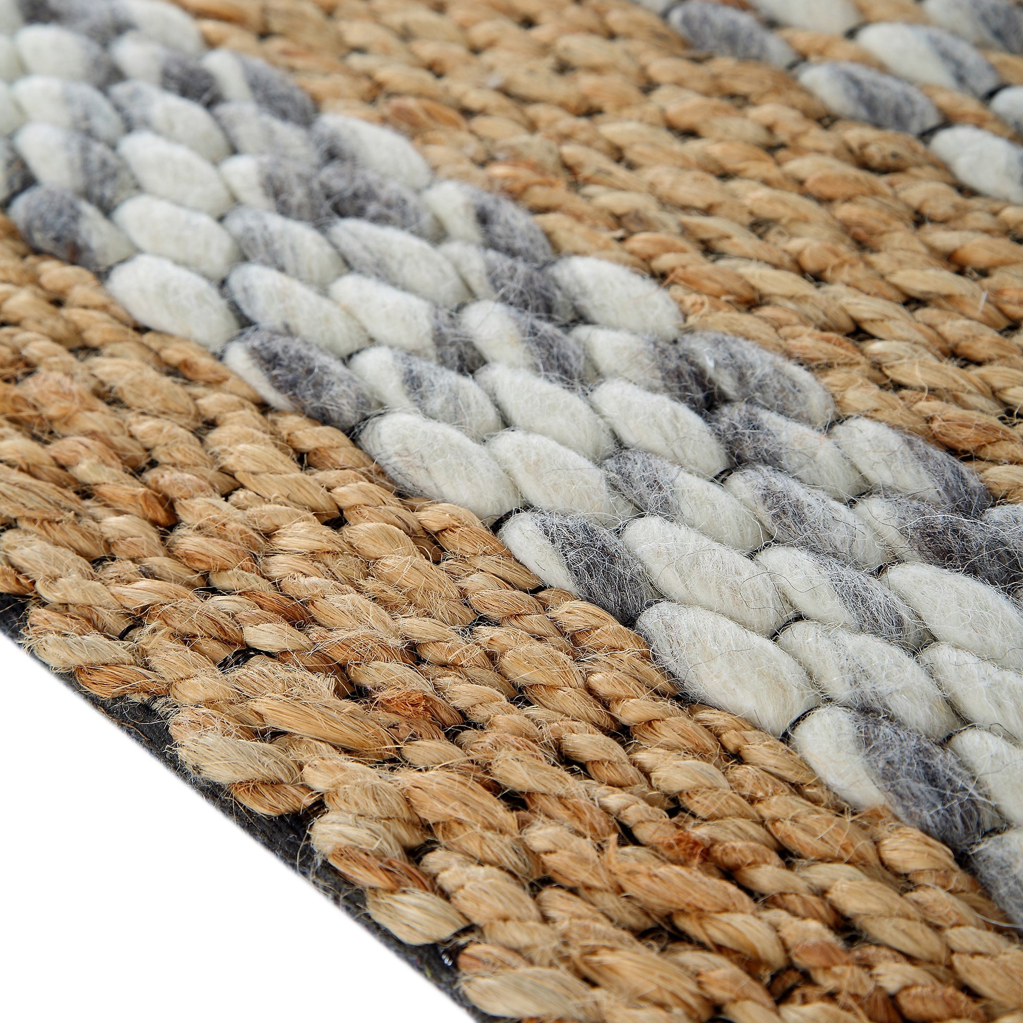 Kerala Variegated Wool and Jute Hand Braided Rug