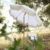 Gabriel Sage Green and White Striped Fringed Parasol with Tilt