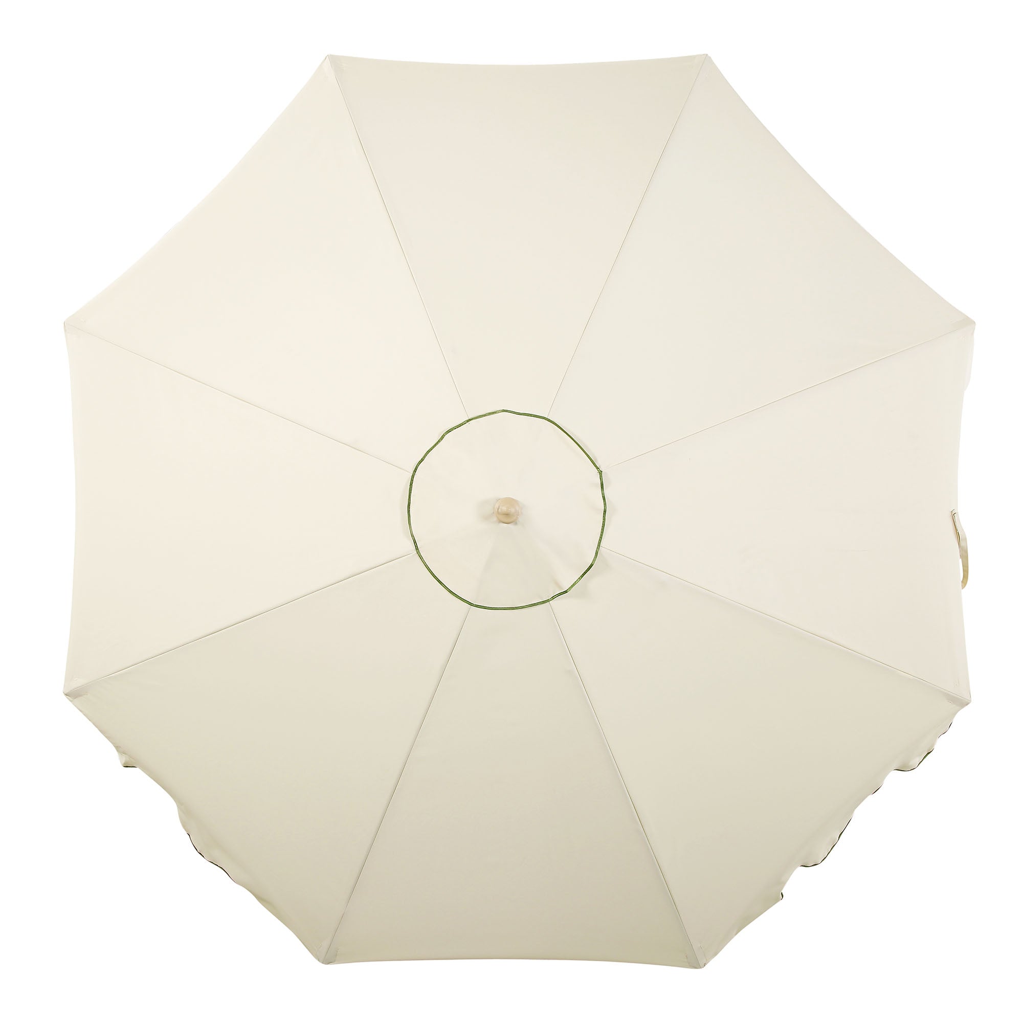 Beige 2.6M Octagonal Crank and Tilt Parasol with Grass Green Scalloped Edge