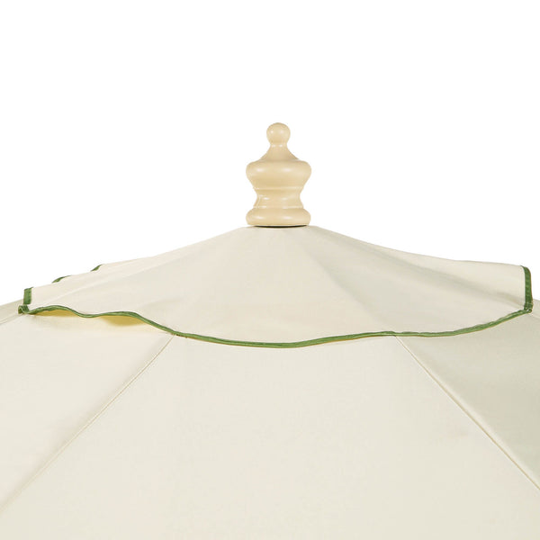 Beige 2.6M Octagonal Crank and Tilt Parasol with Grass Green Scalloped Edge