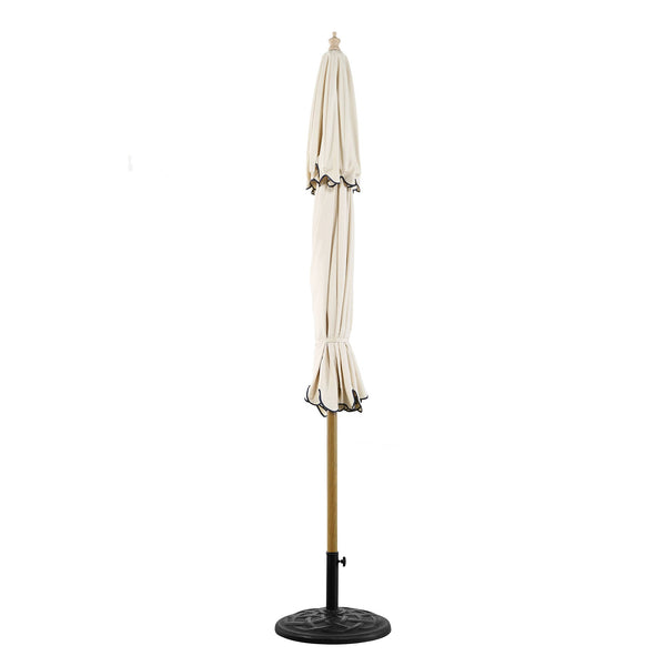 Fabienne Beige 3M Octagonal Double Top Crank and Tilt Parasol with Navy Scalloped Edge