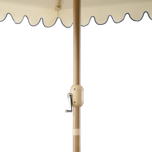 Fabienne Beige 3M Octagonal Double Top Crank and Tilt Parasol with Navy Scalloped Edge