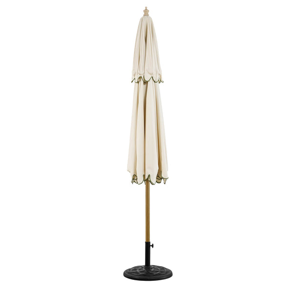 Fabienne Beige 3M Octagonal Double Top Crank and Tilt Parasol with Green Scalloped Edge