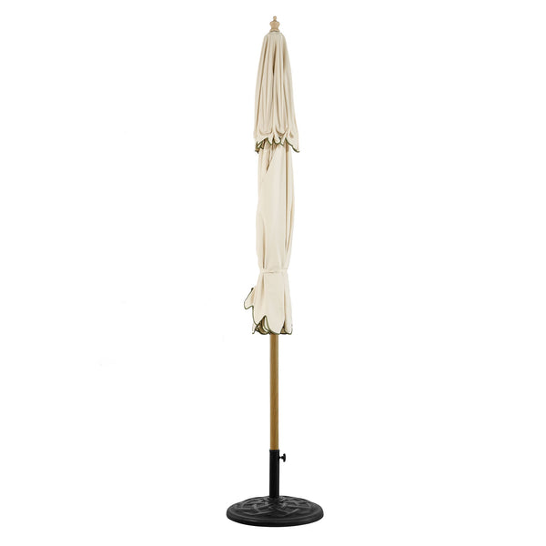 Fabienne Beige 3M Octagonal Double Top Crank and Tilt Parasol with Green Scalloped Edge