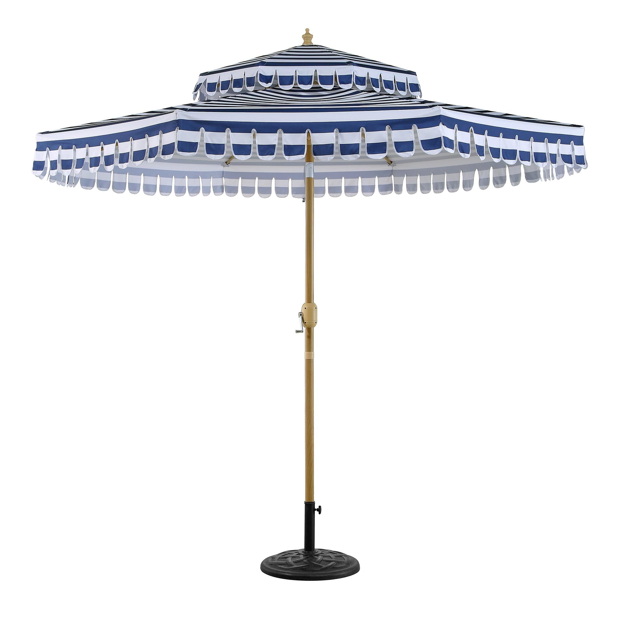 Fabienne Blue and White Striped 3M Double Top Crank and Tilt Parasol