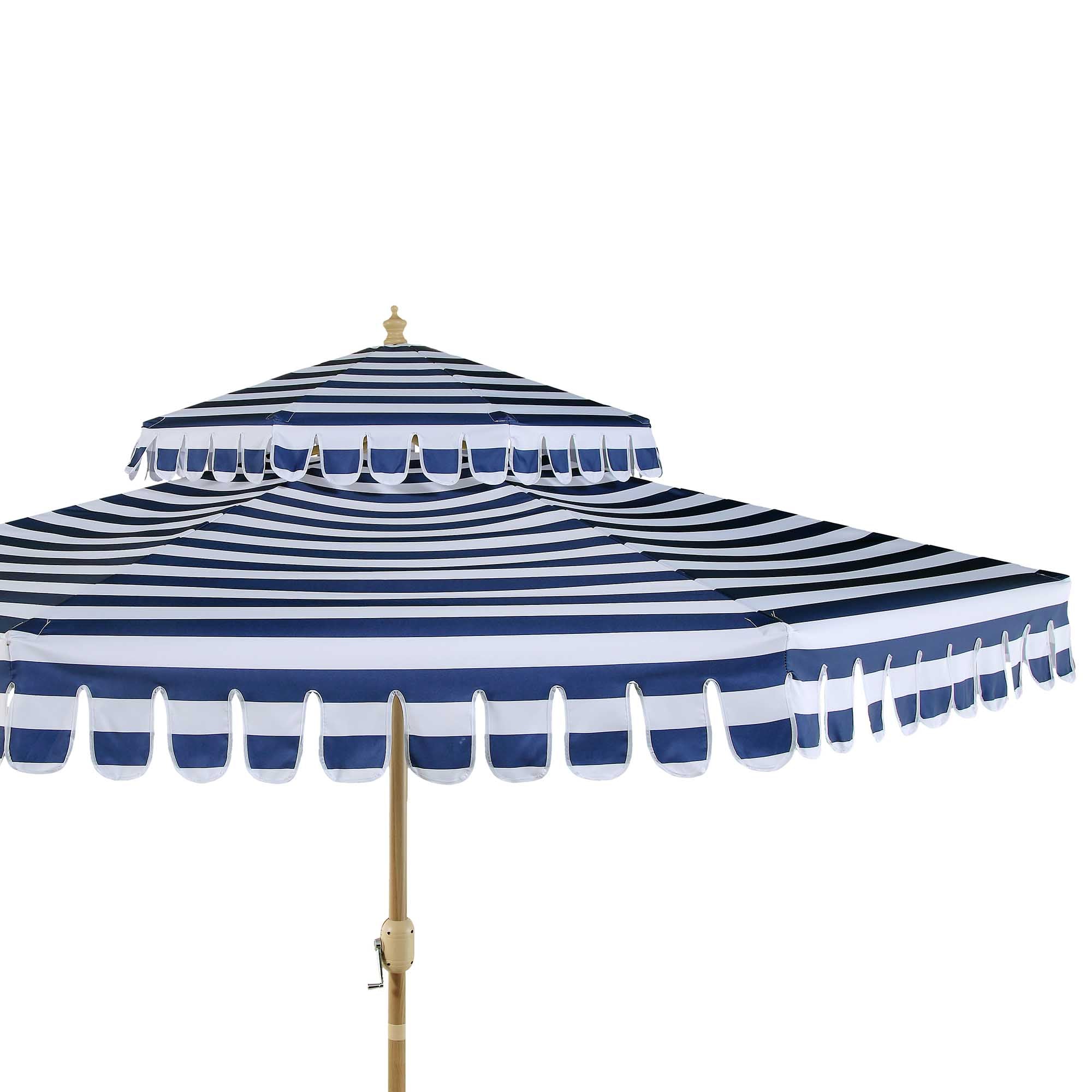 Fabienne Blue and White Striped 3M Double Top Crank and Tilt Parasol