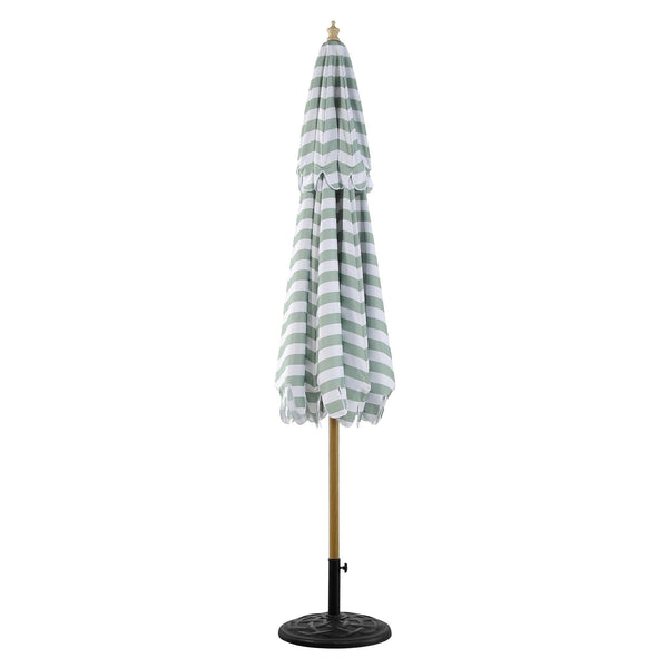 Fabienne Sage Green and White Striped 3M Double Top Crank and Tilt Parasol