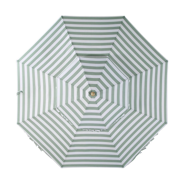 Fabienne Sage Green and White Striped 3M Double Top Crank and Tilt Parasol