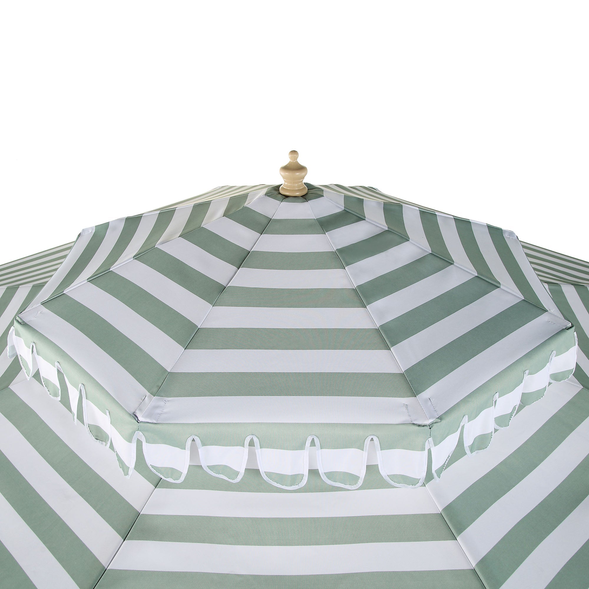 Fabienne Sage Green and White Striped 3M Double Top Crank and Tilt Parasol