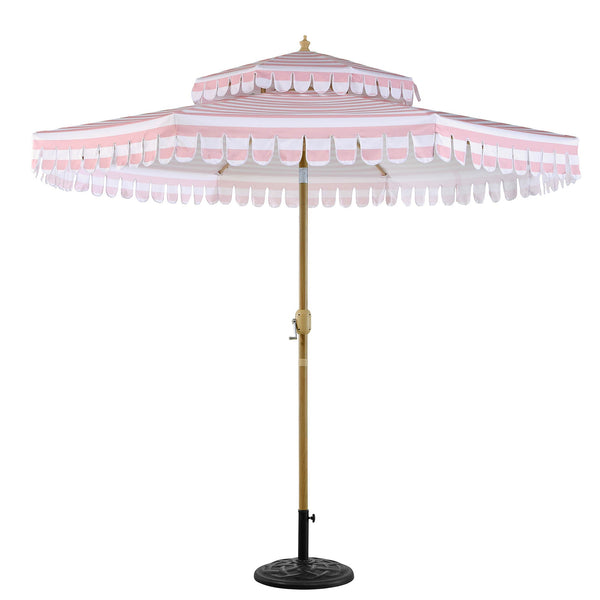 Fabienne Pink and White Striped 3M Double Top Crank and Tilt Parasol