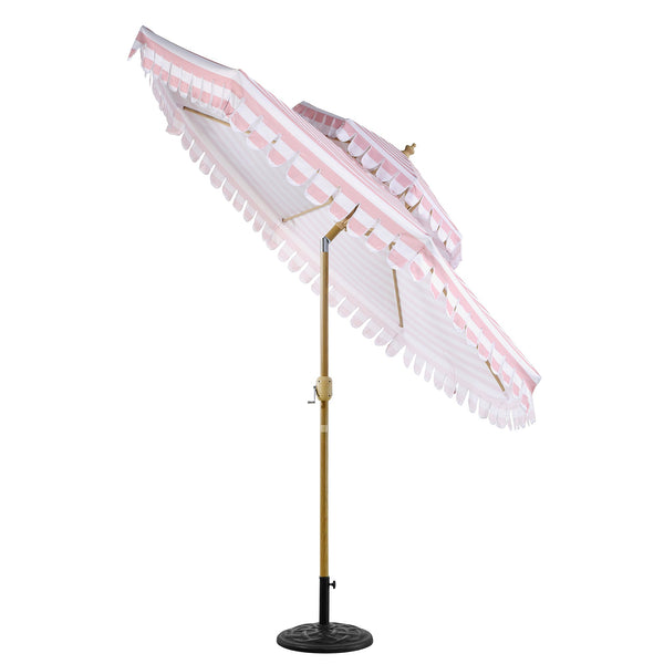 Fabienne Pink and White Striped 3M Double Top Crank and Tilt Parasol