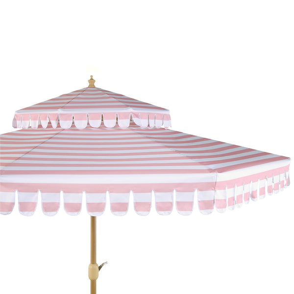 Fabienne Pink and White Striped 3M Double Top Crank and Tilt Parasol