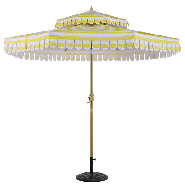 Fabienne Yellow and White Striped 3M Double Top Crank and Tilt Parasol