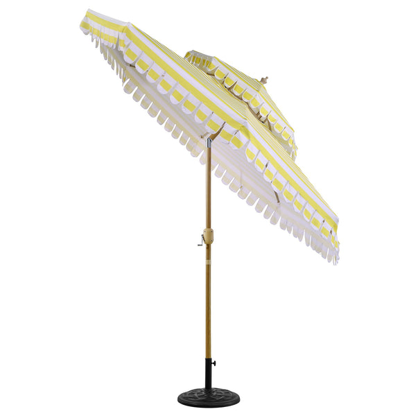 Fabienne Yellow and White Striped 3M Double Top Crank and Tilt Parasol