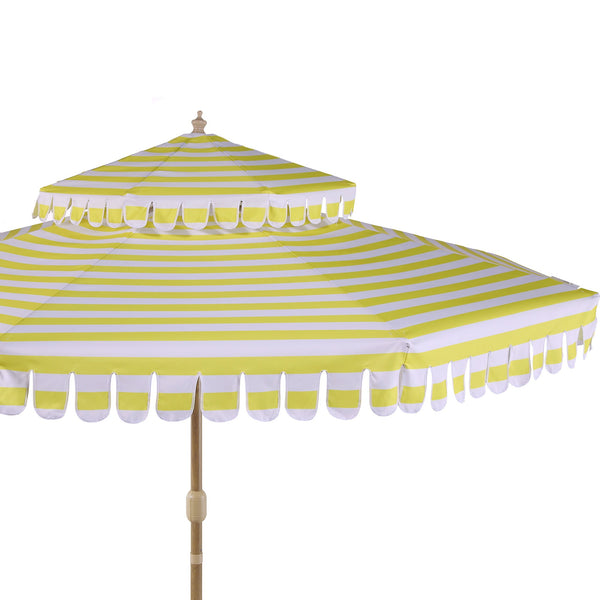 Fabienne Yellow and White Striped 3M Double Top Crank and Tilt Parasol