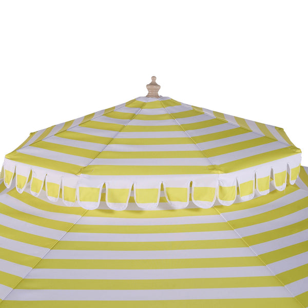 Fabienne Yellow and White Striped 3M Double Top Crank and Tilt Parasol