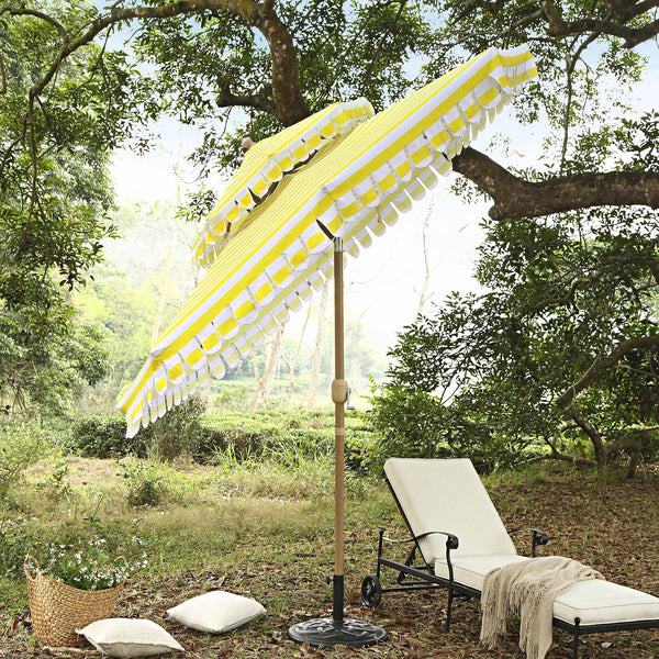 Fabienne Yellow and White Striped 3M Double Top Crank and Tilt Parasol