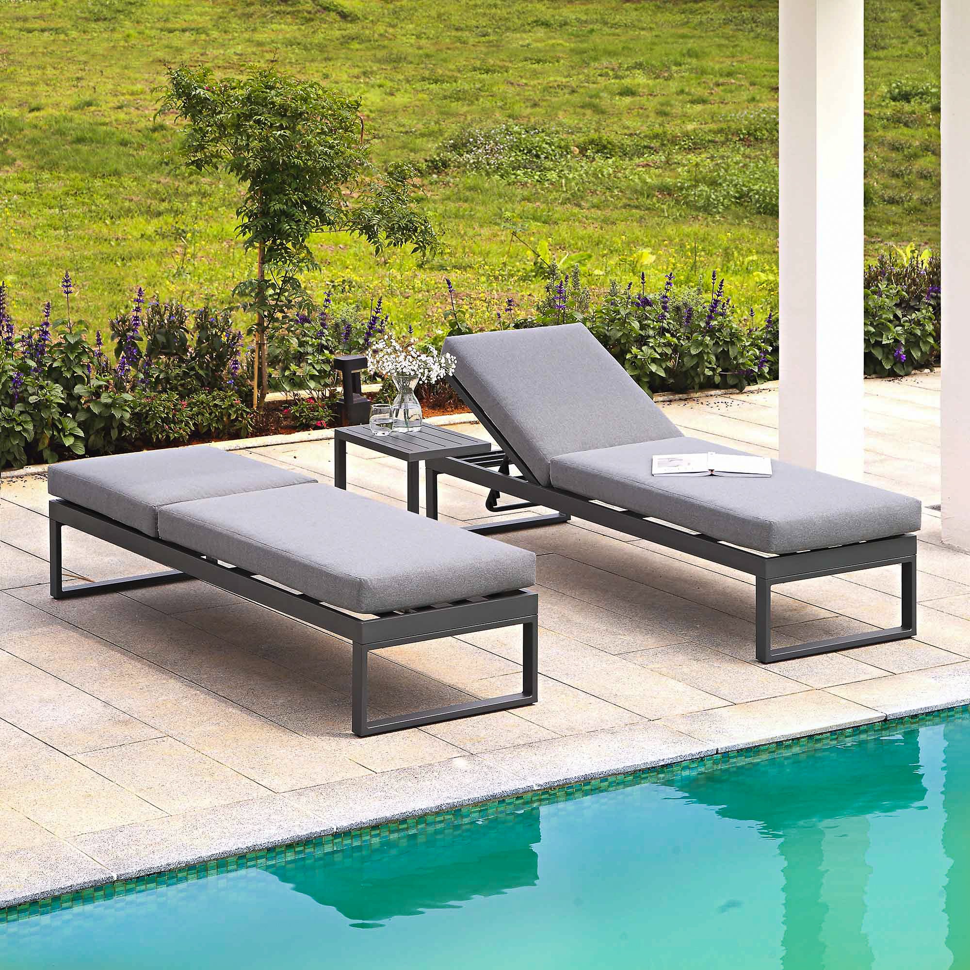 Albany Aluminum Sun Lounger, Grey