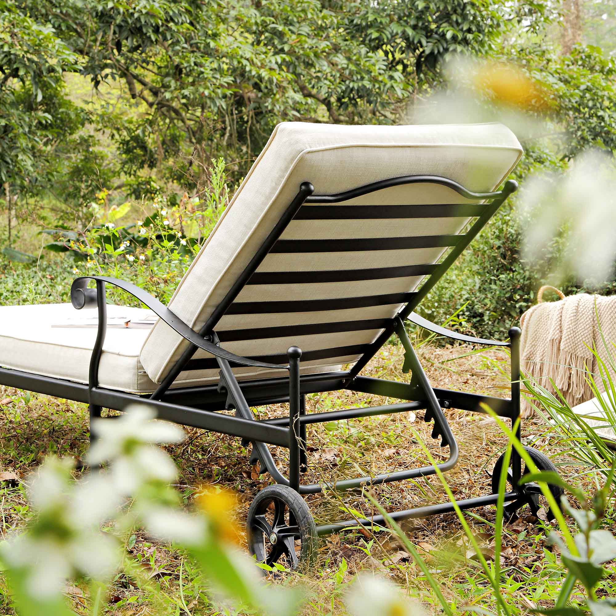 Haymes Metal Sun Lounger with Wheels