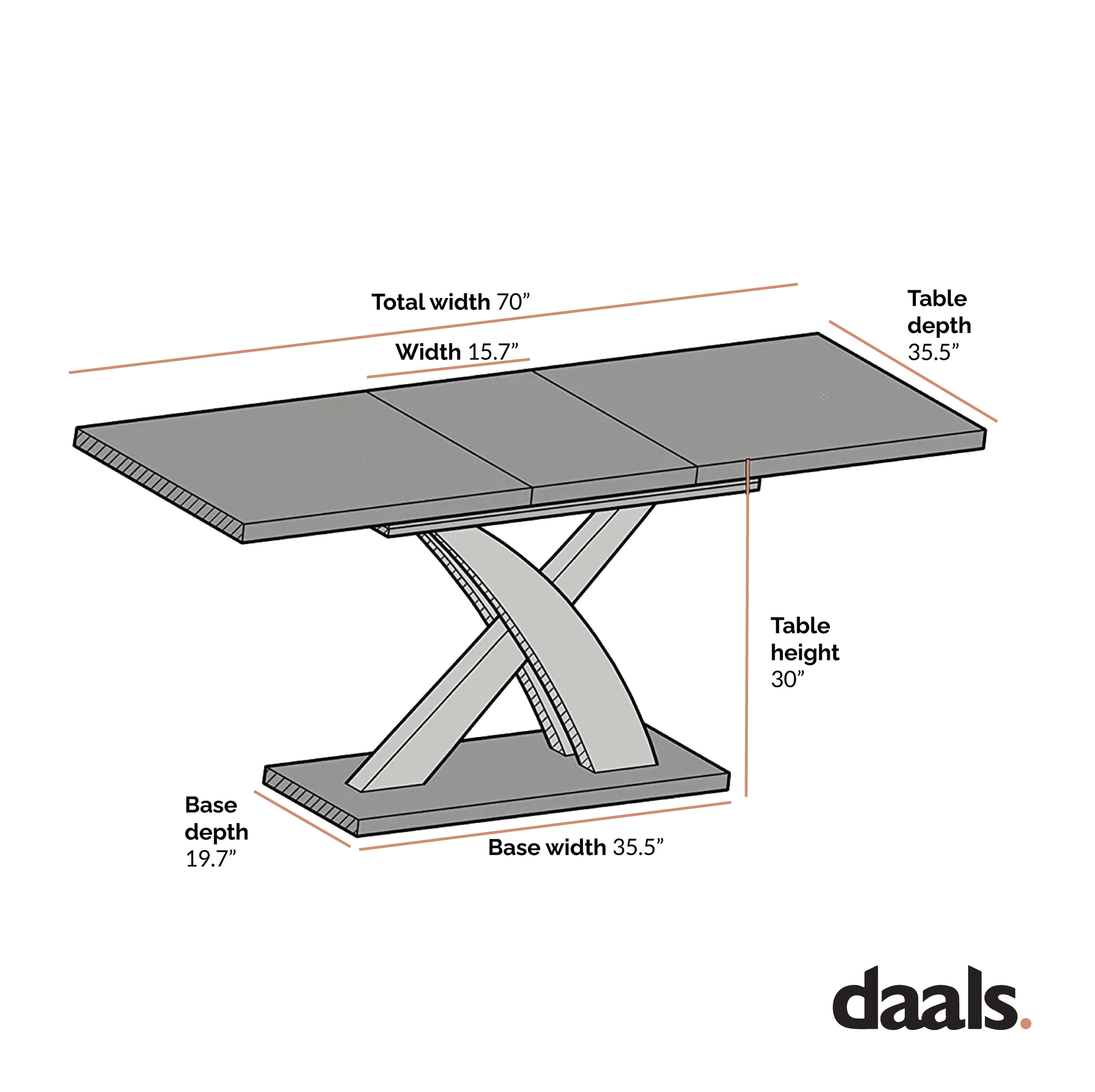 BASEL High Gloss White Extendable 6 to 8 Seater Dining Table with Stainless Steel Base