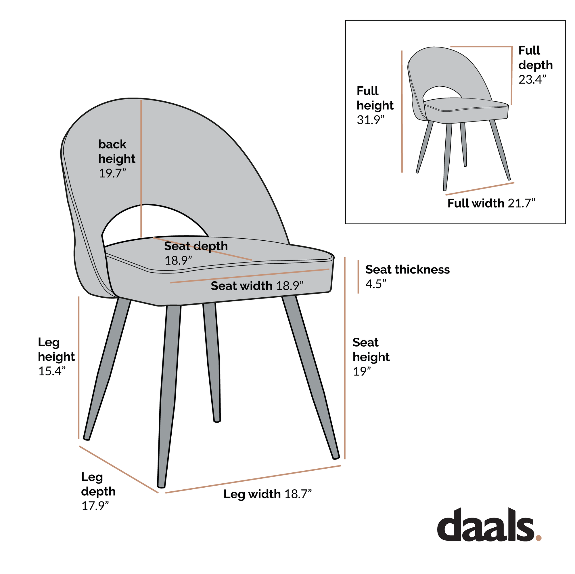 Oakley Set of 2 Champagne Velvet Upholstered Dining Chairs with Contrast Piping