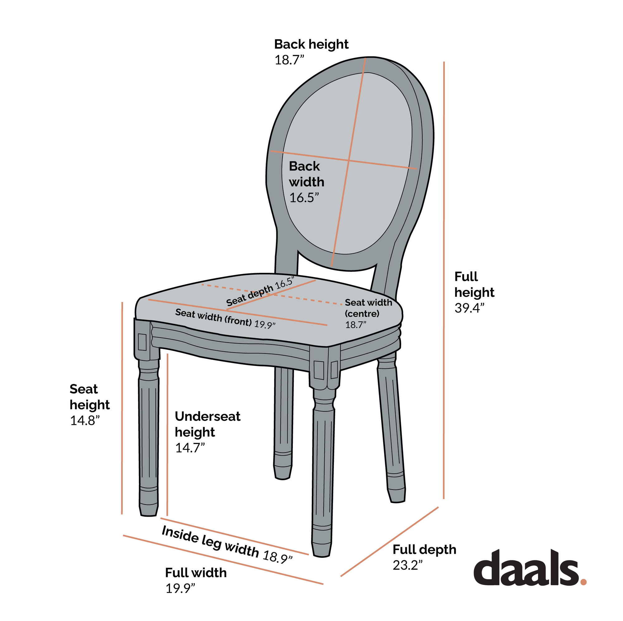 Lainston Set of 2 Classic Limewashed Wooden Dining Chairs, Grey