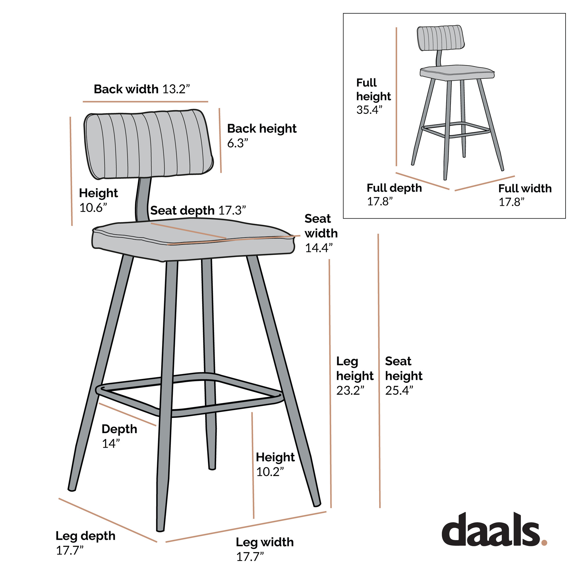 Charlecote Set of 2 Dark Grey Velvet Upholstered Bar Stools