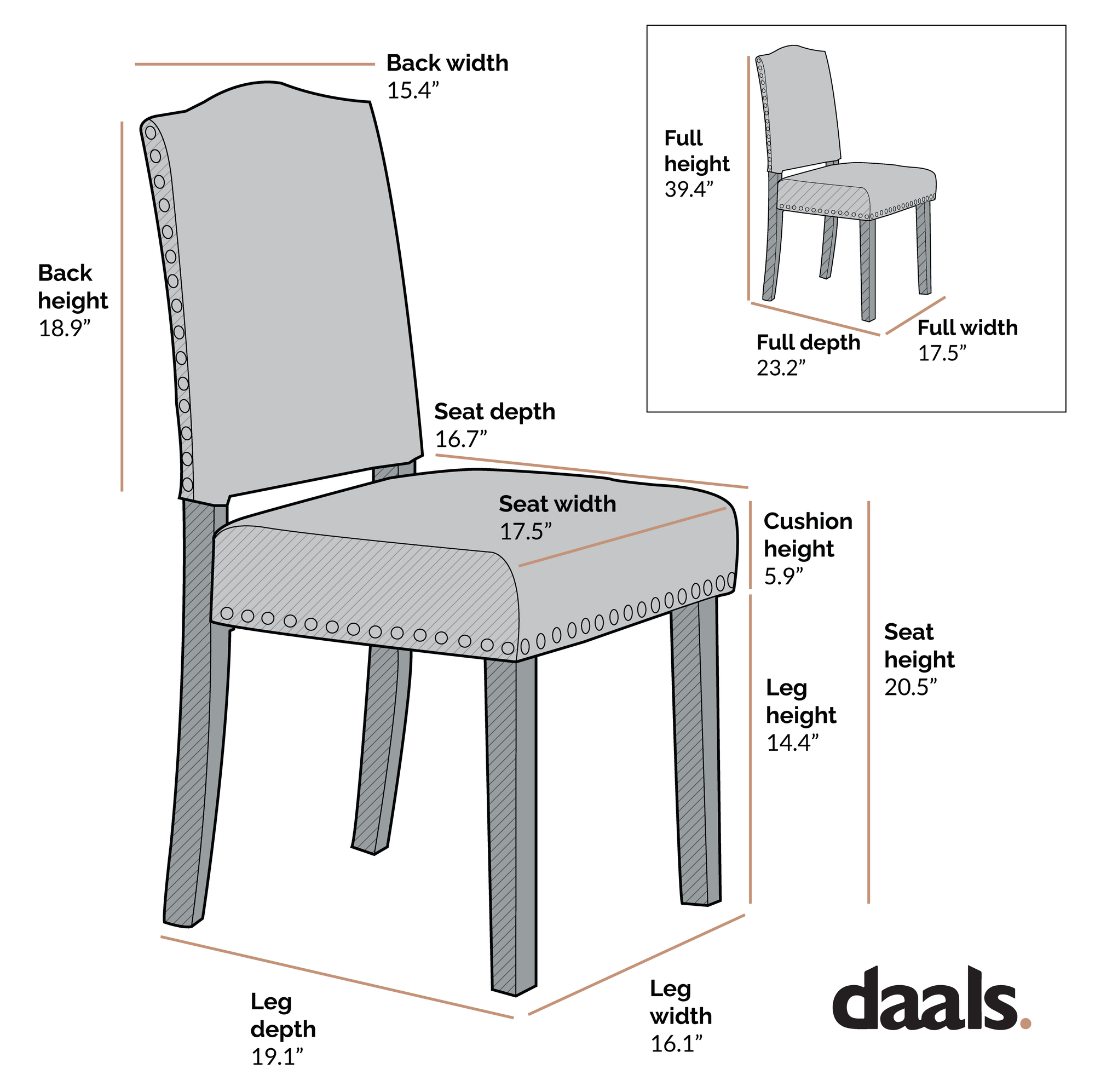 Draycott Set of 2 Grey Fabric Dining Chairs