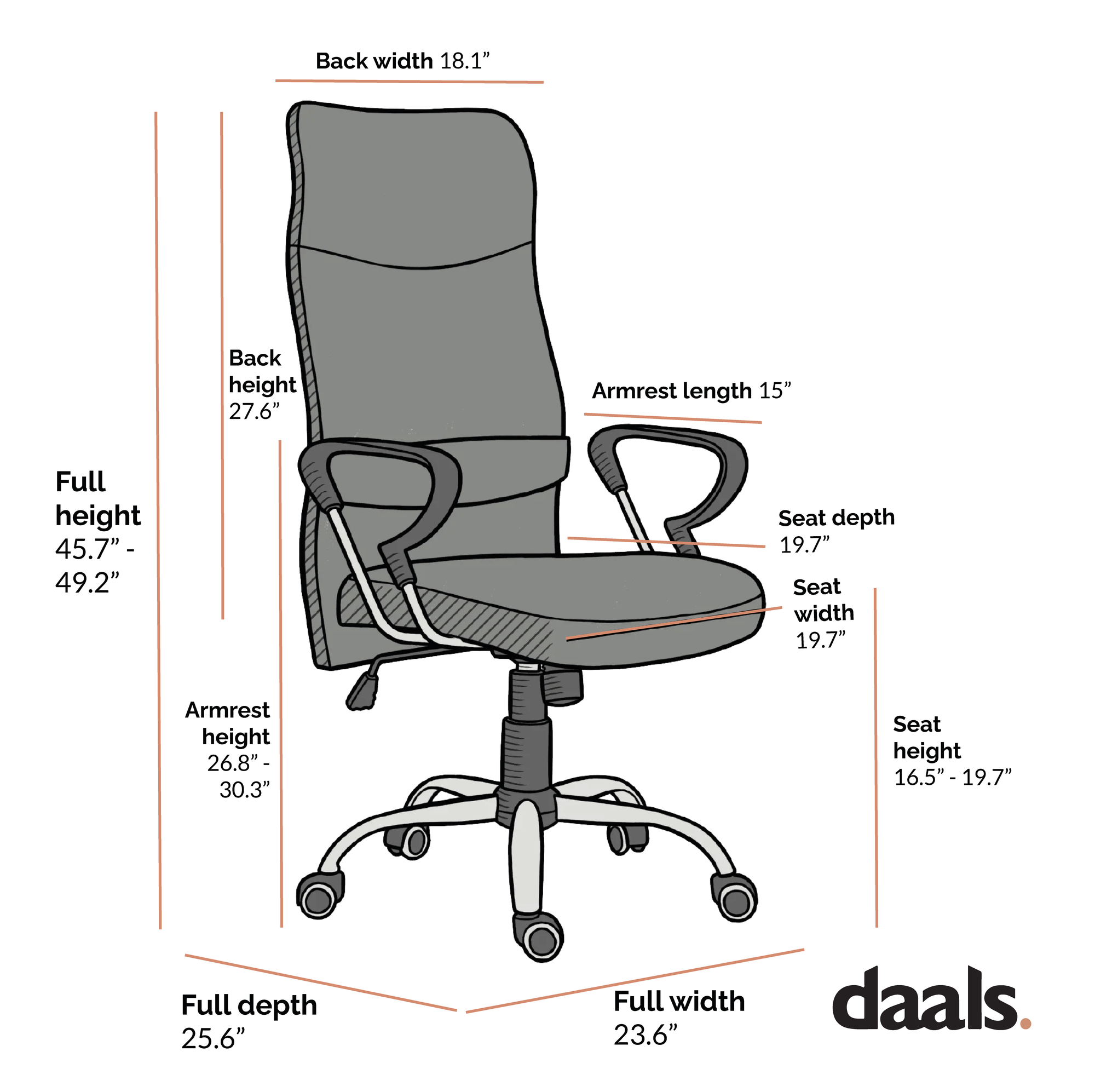 High Back Mesh Fabric Swivel Office Chair, MO57 Grey