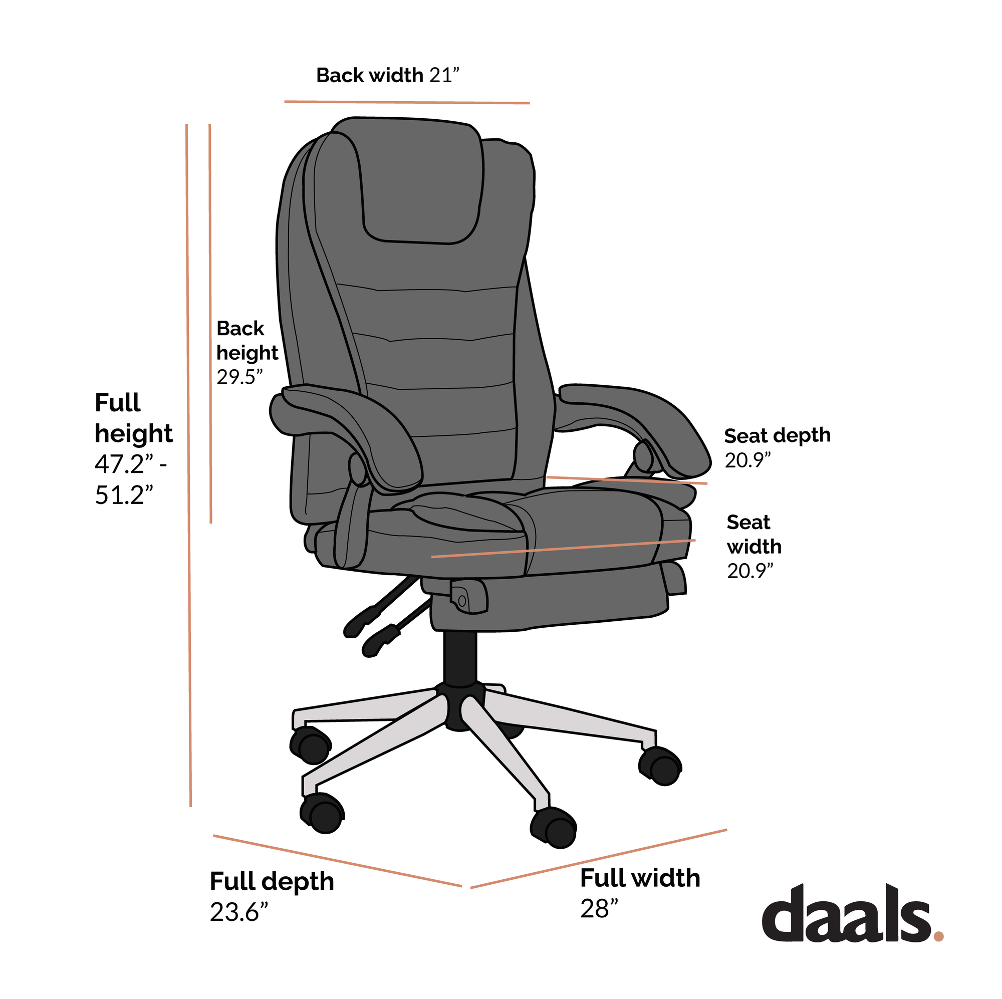 Executive Reclining Computer Desk Chair with Footrest, Headrest and Lumbar Cushion Support Furniture, MR34 Grey Fabric