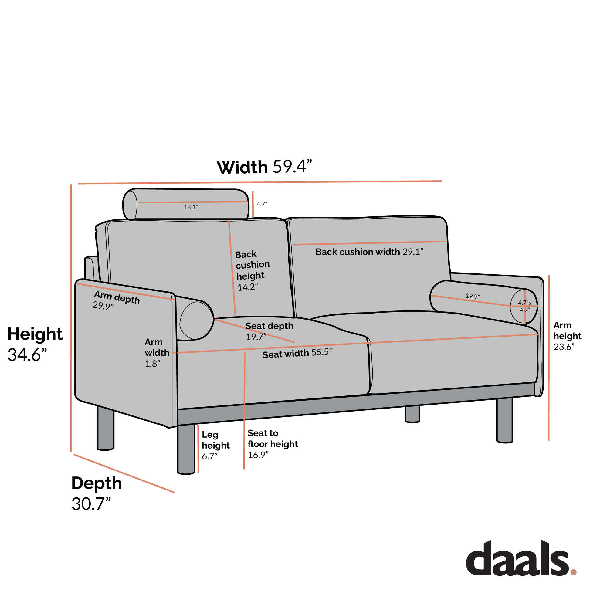 Timber Sage Green Fabric Sofa, 2-Seater